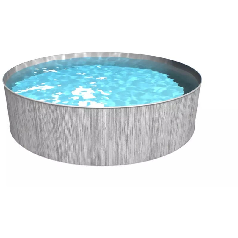 Stahlwand Swimming Pool 'New Splasher Secure', dunkelgraue Holzoptik, ø 350 x 90 cm - Steinbach