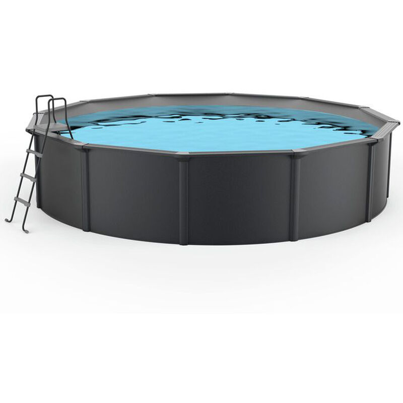 Steinbach Stahlwand Swimming Pool Set 'Nuovo de Luxe', anthrazit / silbergrau, Ø 460 x 120 cm, ohne Zubehörset