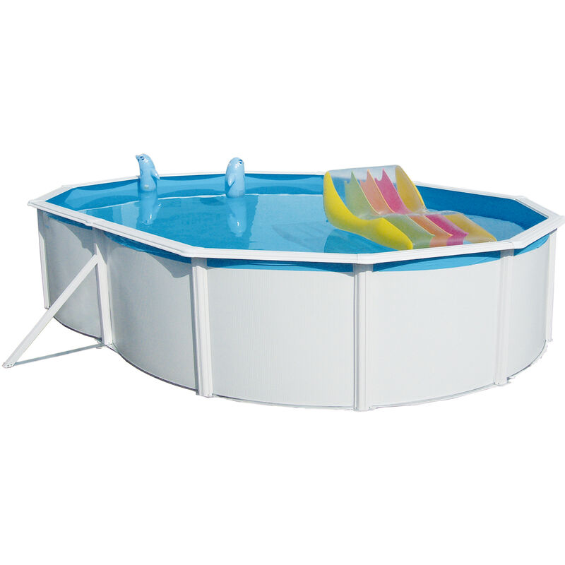 Stahlwand-Swimming Pool Set 'Nuovo de Luxe oval', weiß, 640 x 366 x 120 cm - Steinbach