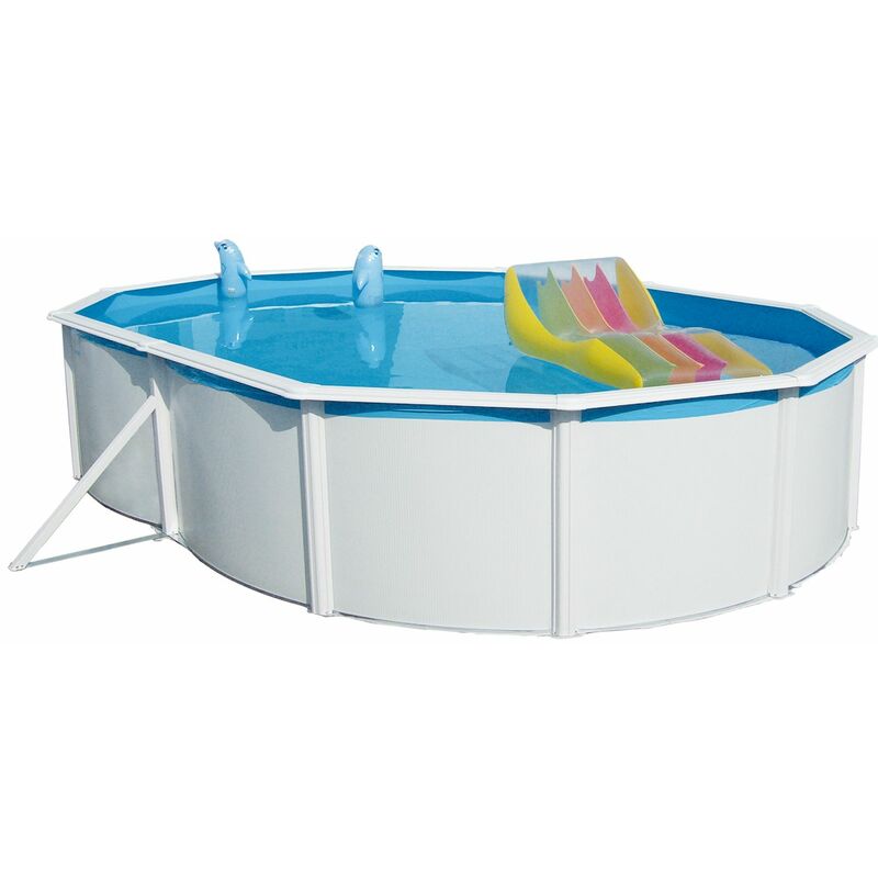 Stahlwand-Swimming Pool Set 'Nuovo de Luxe oval', weiß, 550 x 366 x 120 cm - Steinbach
