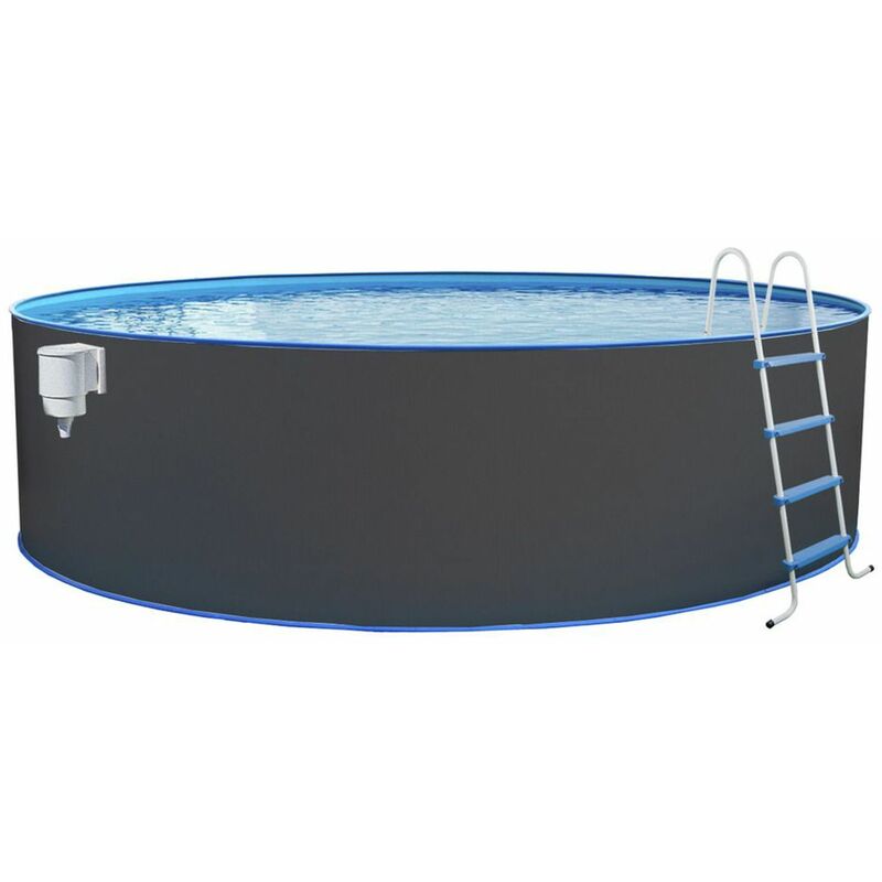 Stahlwand Swimming Pool Set 'Nuovo rund', anthrazit, ø 450 x 120 - Steinbach