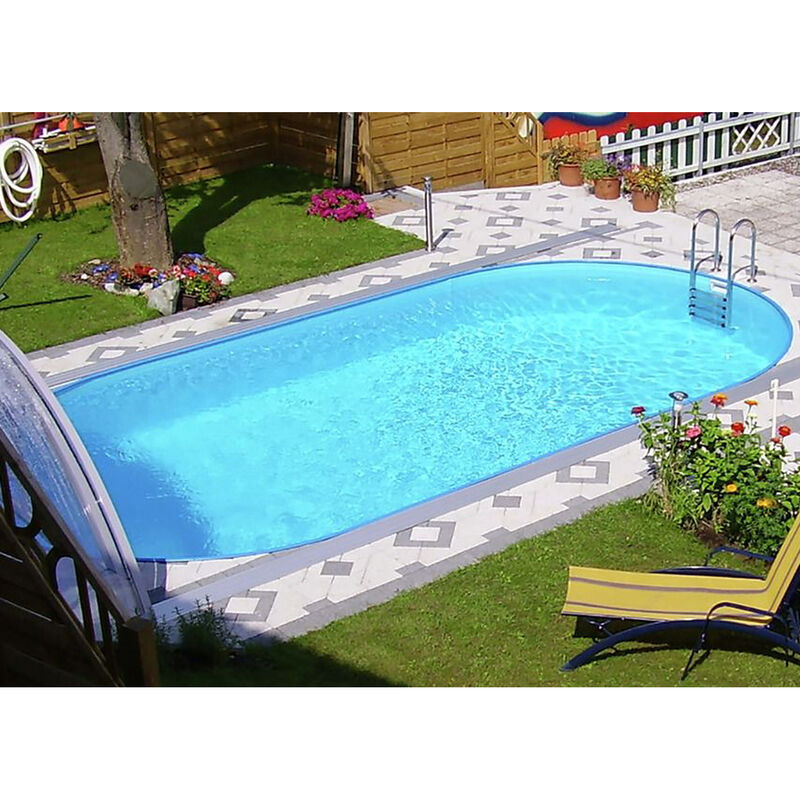 Stahlwand Swimming Pool Set 'Styria oval', blaue Poolfolie, 737 x 360 x 150 cm - Steinbach