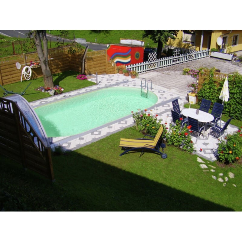 Stahlwand Swimming Pool Set 'Styria oval', sandfarbene Poolfolie, 800 x 400 x 150 cm - Steinbach