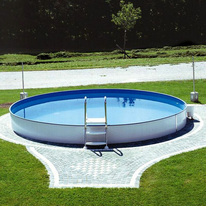 Stahlwand Swimming Pool 'Styria rund', blaue Poolfolie, ø 450 x 120 cm - Steinbach