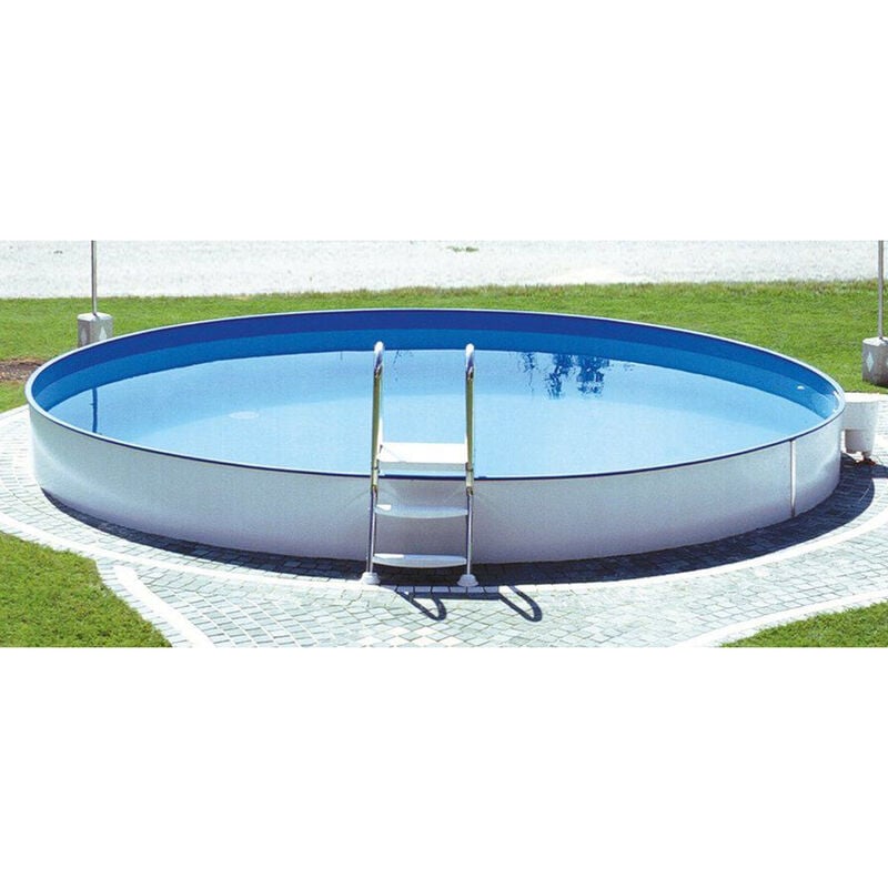 Stahlwand Swimming Pool 'Styria rund', sandfarbene Poolfolie, ø 400 x 120 cm - Steinbach