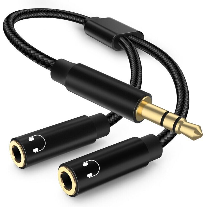 Odipie - Stereo-Audio-Klinkenadapter, 3,5-mm-Stereo-Klinken-Kopfhöreradapterkabel, Klinkensplitter, kompatibel mit Kopfhörern, Tablets, PCs (2 Stück)