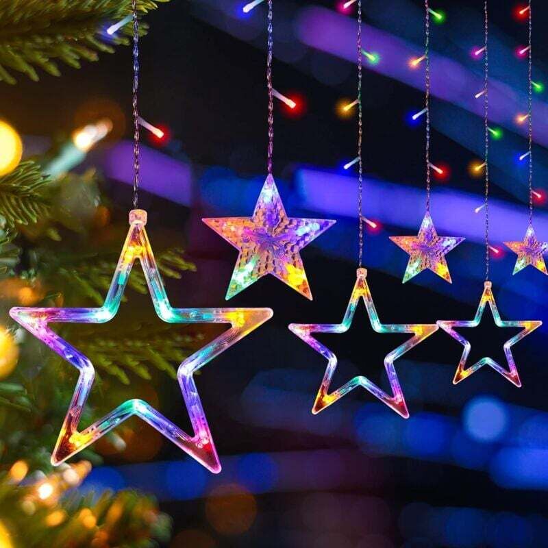 Sternen-Lichterkette, 3,5 m lange Sternen-Lichterkette, 8 Leuchtmodi, für drinnen und draußen, wasserdichte Lichterkette für den Balkon