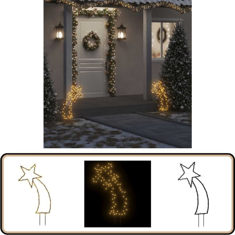 Sternschnuppe mit Erdspießen und 80 LEDs 62 cm - Weihnachtsdeko - Stern - Sternschnuppe - Outdoor Beleuchtung - Indoor Beleuchtung