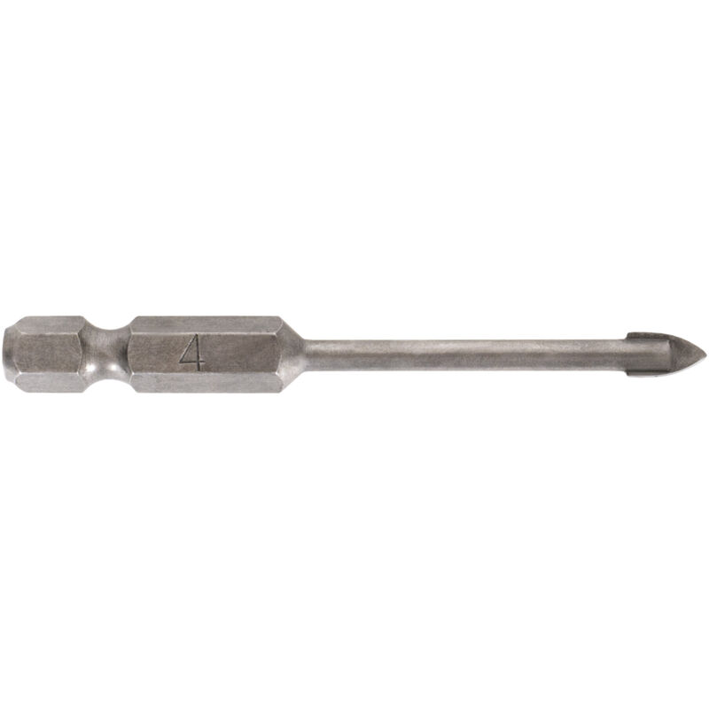 Fliesenbohrer 4 mm Größe, 1/4 Zoll Bit hex Sechskant, Härtewert 89HRA, YG6X-Metall, für (Schlag-)Bohrmaschine und Akkuschrauber, Viertel-Zoll
