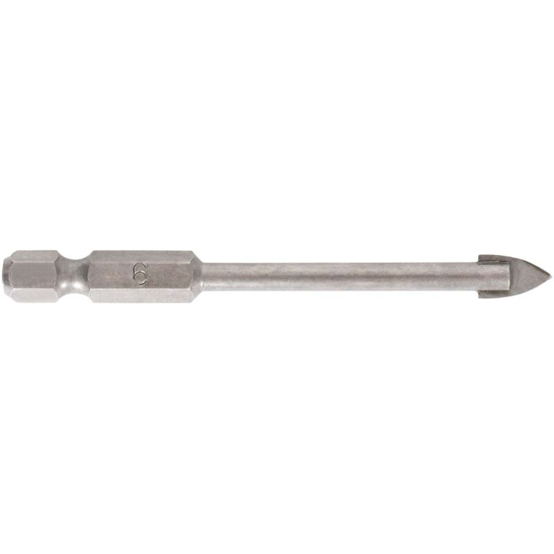 Fliesenbohrer 6 mm Größe, 1/4 Zoll Bit hex Sechskant, Härtewert 89HRA, YG6X-Metall, für (Schlag-)Bohrmaschine und Akkuschrauber, Viertel-Zoll