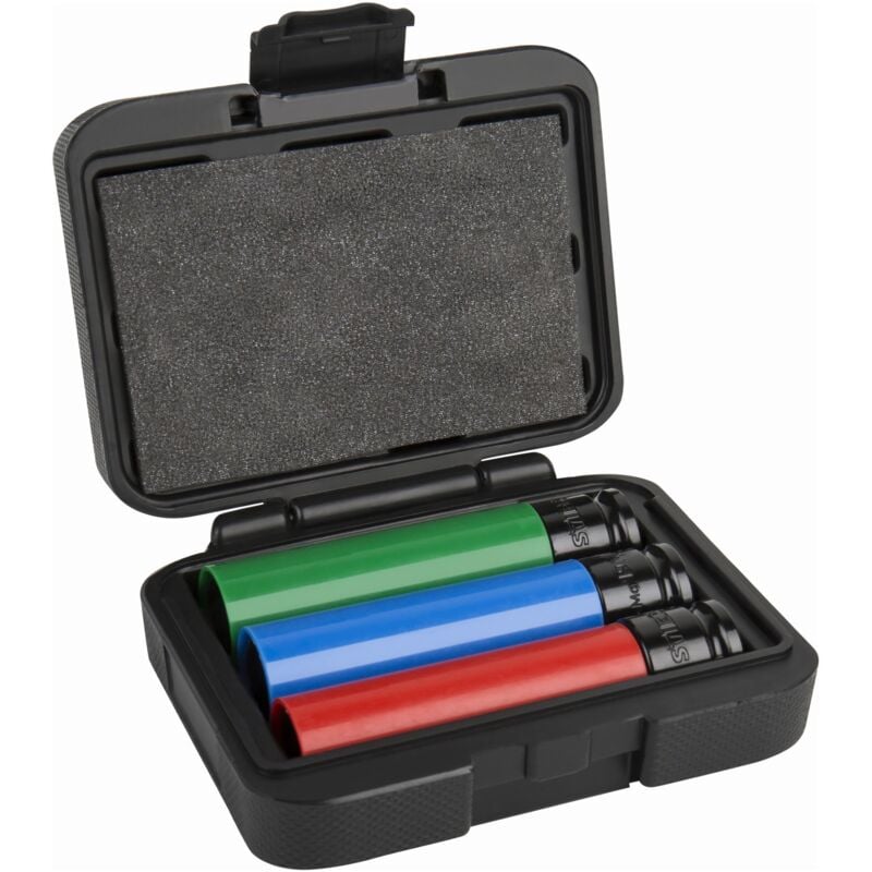 Kraft Steckschlüssel Satz Profi, extra lange Nüsse 130 mm 1/2', sw 17/19/21 mm, ideal für Radmontage von Alufelgen, robust und langlebig, präzise