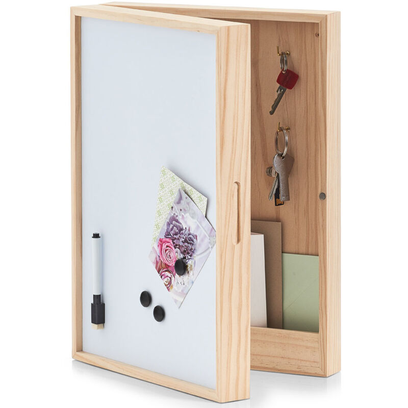 Zeller - Stilvoller Schlüsselschrank, Magnettafel, 30 x 8 x 42 cm, weiß