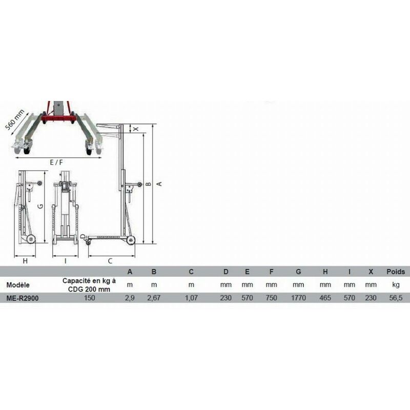 Hebebühne Manueller Positionierer 150 kg - ME-R2900 - Stockman
