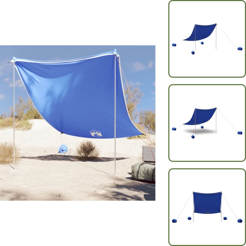 Strand-Schattenzelt mit Sandsäcken Blau 214x236 cm - Sonnenschutz - Strandzelt - Beach Umbrella - Campingzelt - Gartenzelt