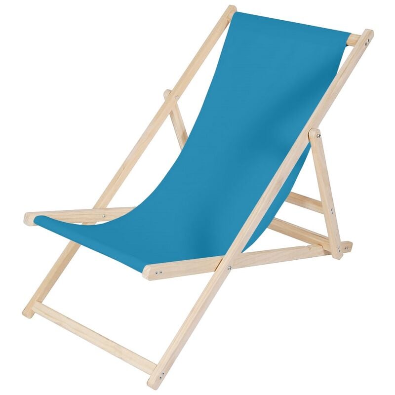 Strandliege Liegestuhl Gartenliege Klappbar Sonnenliege Holz Faltbar Blau Outdoor-Möbel Erholung Terrasse verstellbare Rückenlehne Armlehnen