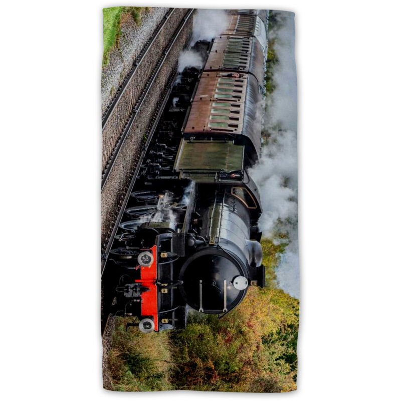 Ac-deco - Steam Train Baumwolle Strandtuch Frottee Badetuch mit Premium Druck, 70x140 cm