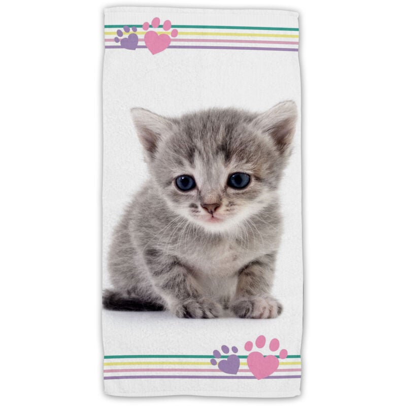 Kitten Baumwolle Strandtuch Frottee Badetuch mit Premium Druck, 70x140 cm