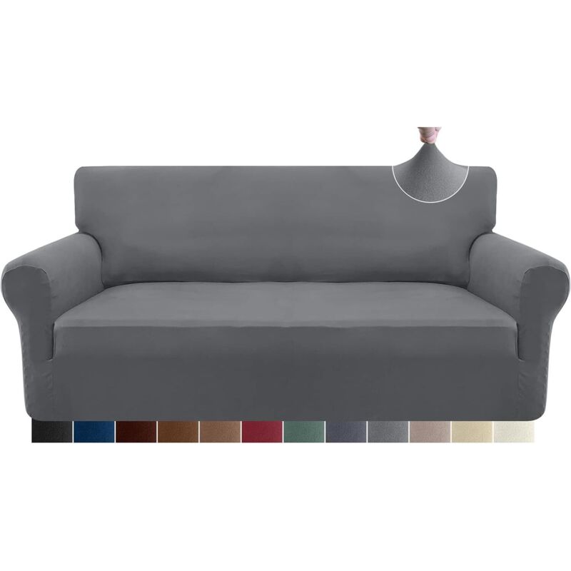 Stretch-Sofabezug für 3-Sitzer, superweiches Spandex für Hunde, Haustier-Couchbezug, Möbelschutz mit elastischer Unterseite (3-Sitzer, hellgrau)