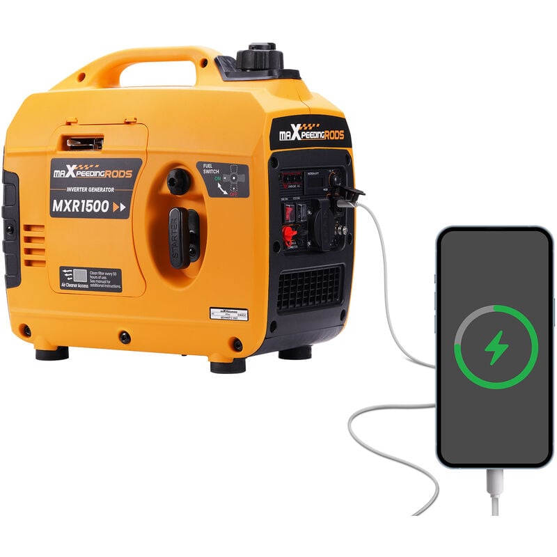 1,2KW Inverter Stromerzeuger Stromgenerator 11,5kg leicht tragbar Seilzugstarter Benzin 4 Takt als Notstromaggregat für Camping Reise Maxpeedingrods