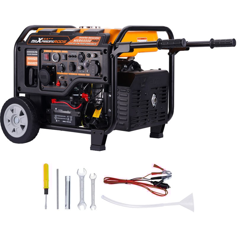 ATS Inverter Stromerzeuger 5500W Notstromaggregat Generator Benzin 4 Takt mit E-Start tragbar mit Räder für Camping Reise RV maXpeedingrods
