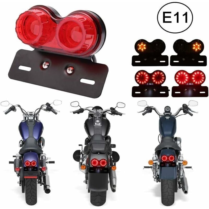 Stück 40 LED (rot) Doppel-Motorrad-Rücklicht, Bremslicht, Blinker, Lauflampe mit Kennzeichenhalterung für Street Bike Dirt Bike Cruiser