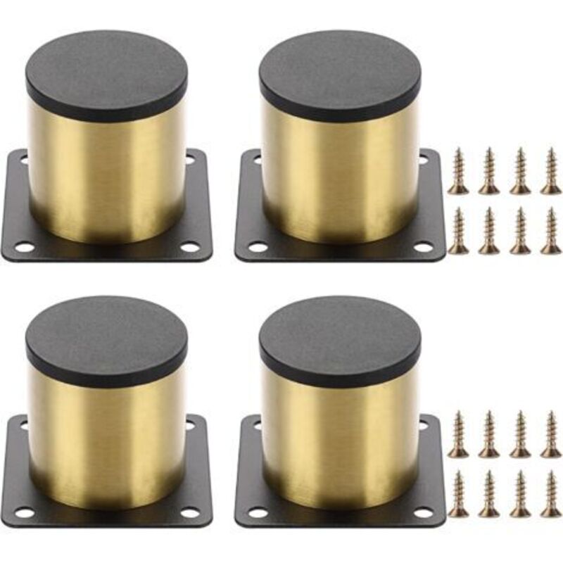 Jalleria - Stück 5 cm Möbelbeine aus Edelstahl für Stühle, Tische, Schränke, Schreibtische, Sofas, Möbel, mit Schrauben, einfache Montage, rund (Gold)