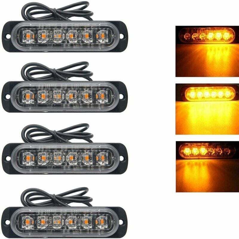 Stück 6-LED-Bremslichter mit orangefarbenem Blinklicht, 12V/24V-LED-Lichtleiste für Geländefahrzeuge, Boote, Anhänger, Wohnwagen, 3000K-Blinklicht.