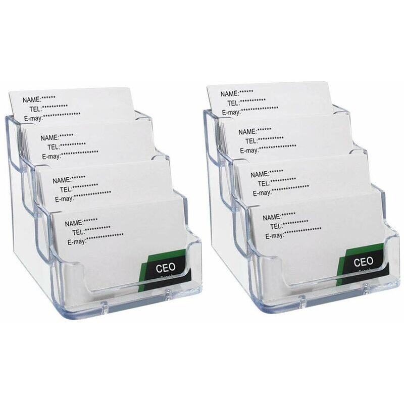 2 Stück Acryl-Visitenkartenständer mit 4 Fächern, übersichtlich aufbewahrt, transparent - Lablanc