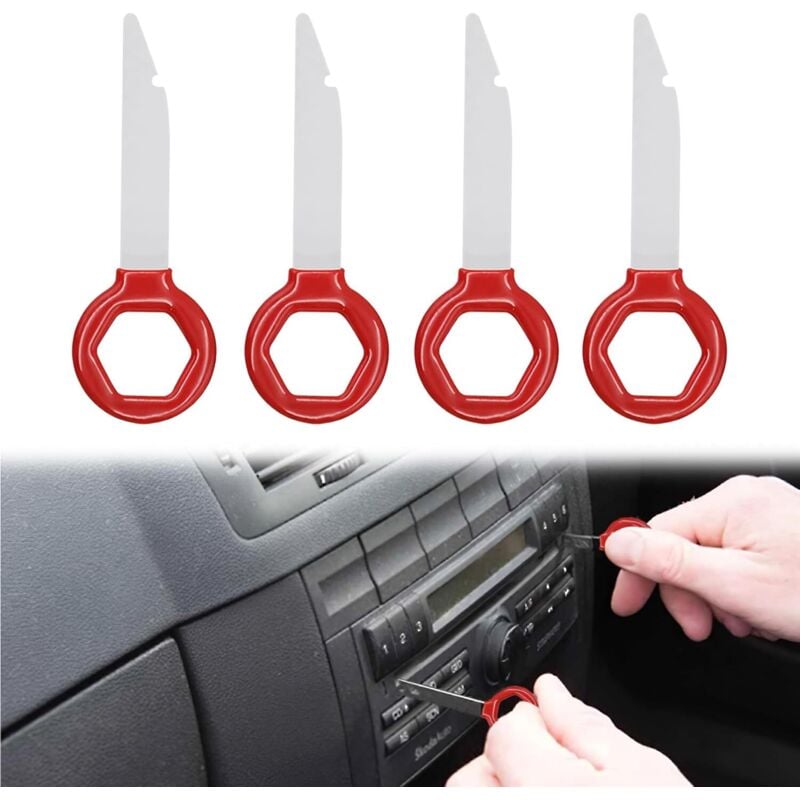 Stück Autoradio-Entfernungsschlüssel, Autoradio-Entfernungswerkzeuge, Autoradio-Entfernungsschlüssel, ergonomisches Design, massiver Edelstahl (rot)