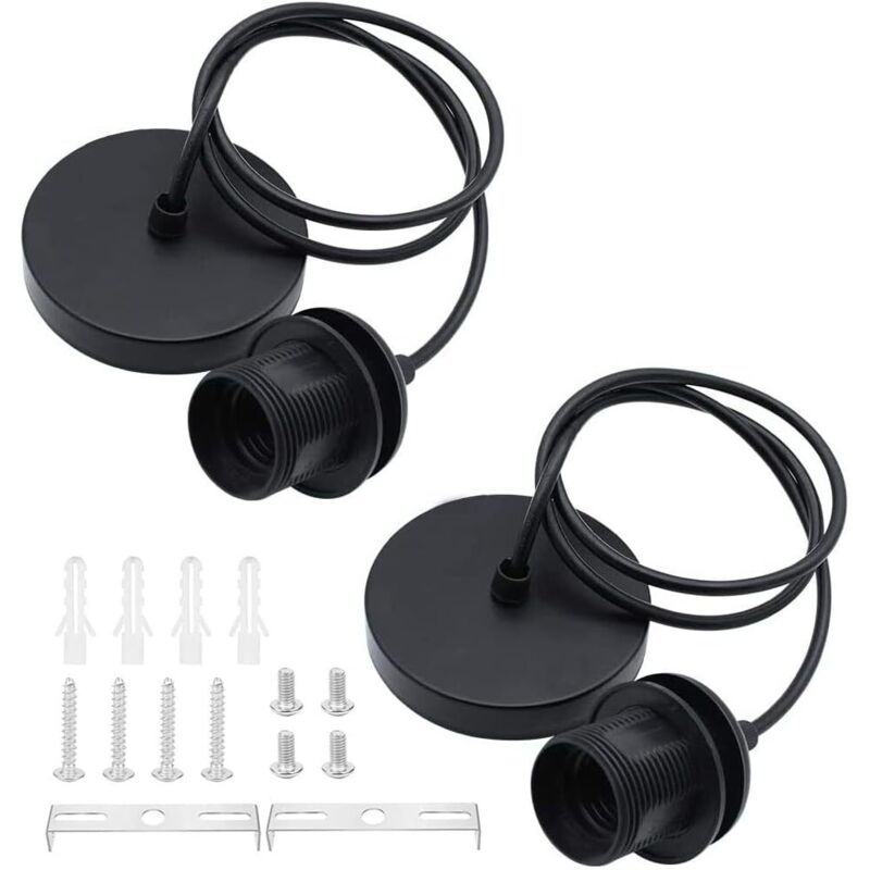 Stück E27-Kabel, Pendelleuchte, Pendelbirne, Kabel mit 100 cm Kabel, E27-Pendellampenfassung für Bar, Café, Bekleidungsgeschäft, Hotel (schwarz)