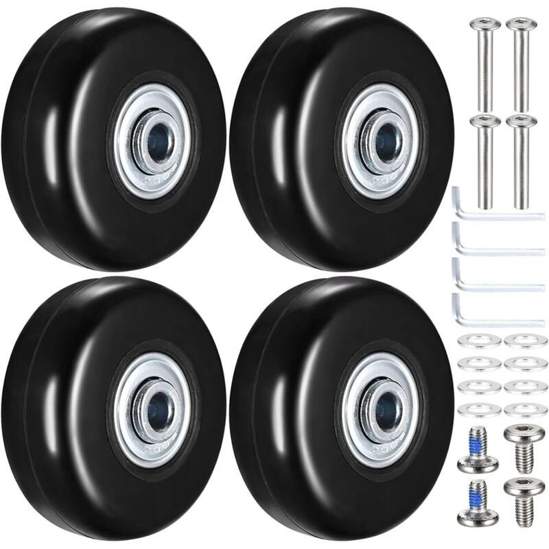 Stück Ersatz-Kofferrollen, Ersatzräder für Koffer, 50 x 18 mm Ersatz-Gepäckräder, Gummi-Ersatz-Trolley-Räder für Koffer und Trolleys