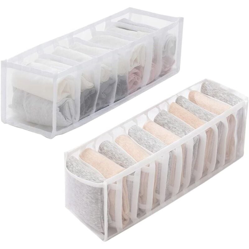 Linghhang - 2 Stück faltbarer Schubladen-Organizer (weiß), Schubladen zur Aufbewahrung von Socken, Unterwäsche, Babykleidung, Krawatten