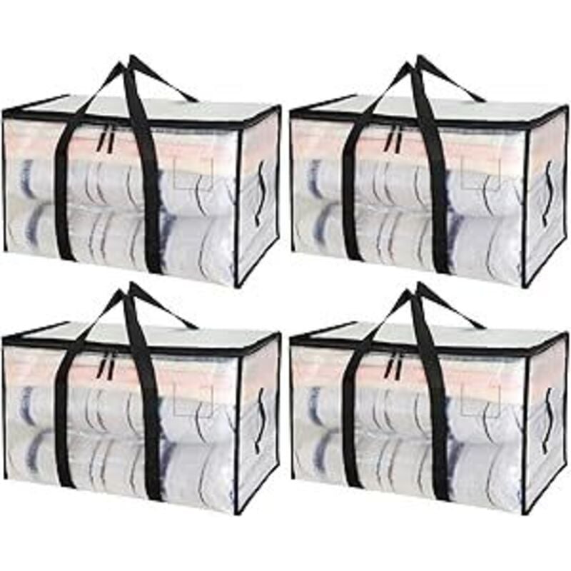 Stück große Aufbewahrungsboxen für Kleidung, durchsichtige bewegliche Boxen, Aufbewahrungstaschen für Kleidung, Kleiderdeckel mit Griff zum