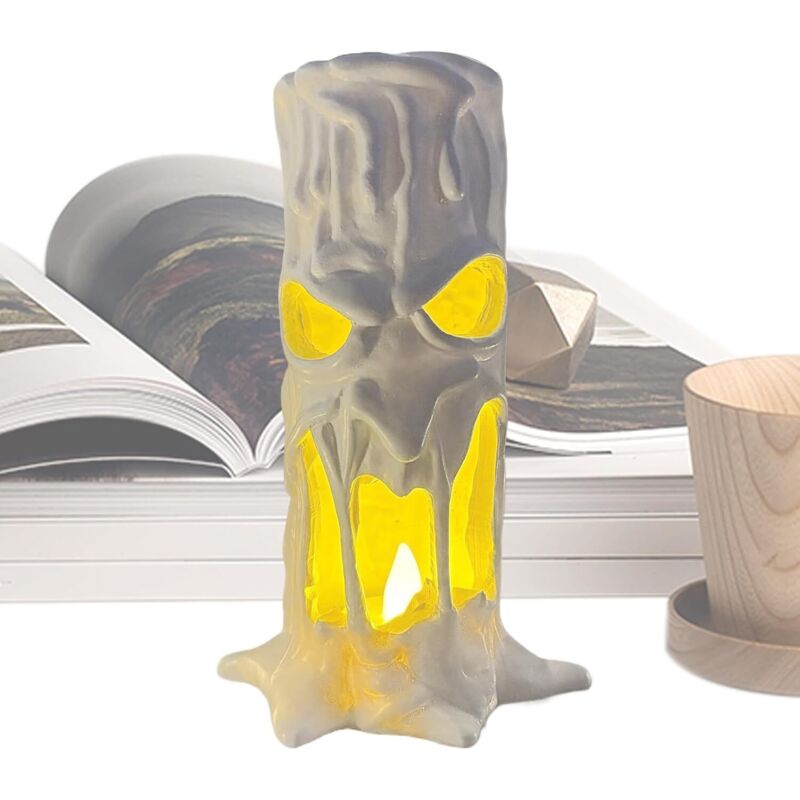 Stück Halloween-LED-Kerzen Gruselige Kerzen mit menschlichem Gesicht, Gothic-Horror-Dekor Harzlampen als Tafelaufsatz für den Innen- und