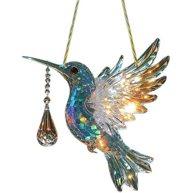 Stück Kolibri-Fensterdekoration, Sonnenfänger, Acryl, hängendes Ornament für Fenster, Terrasse, Wand, Zuhause, Büro, Garten, 20 x 20 x 0,2 cm