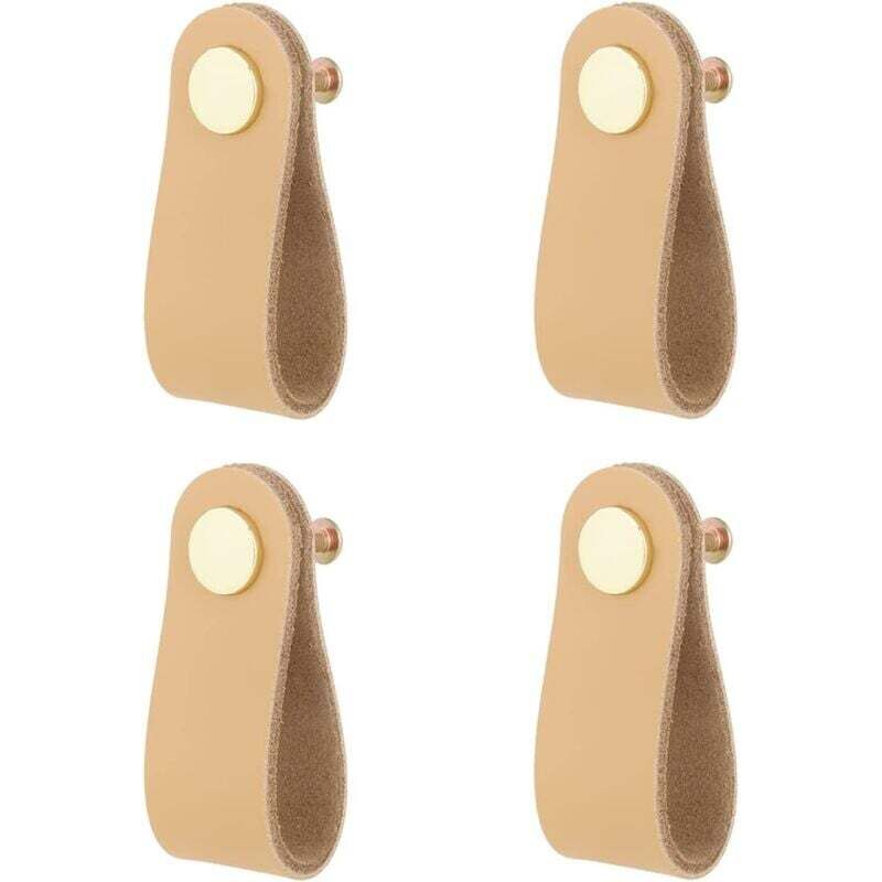 4 pezzi Maniglie in pelle Maniglie per cassetti in pelle Pomelli per mobili in pelle marrone con viti Mobili per armadi da cucina Armadio Cassettiera