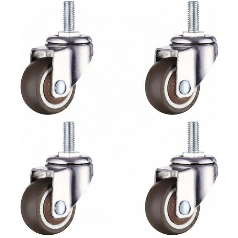 Cyslmuk - 4 Stück Lenkrollen, 38 mm, Gummi-Möbelrollen, M8 x 20 mm, für Möbelwagen, Babybetten