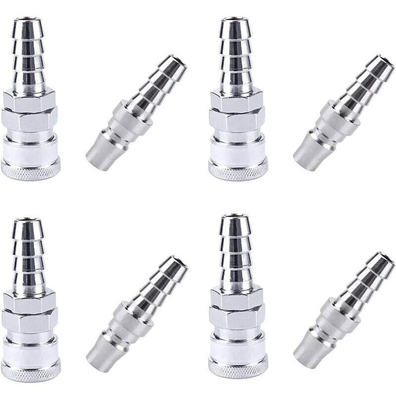 8 Stück Luftschlauch-Kompressor-Armaturen, SH20 + PH20 Luftschlauch-Schnellkupplungen, Luftschlauch-Kompressor-Armaturen, für 9-mm-Schlauch--
