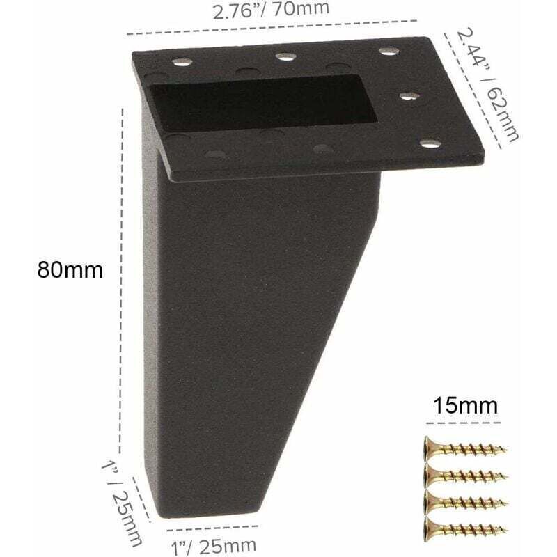 Stück Möbelfüße, abgewinkelte Möbelfüße aus Aluminium, Ersatzfüße für Sofas, Schränke, Kommoden und Tische, inklusive Befestigungsschrauben, Schwarz,