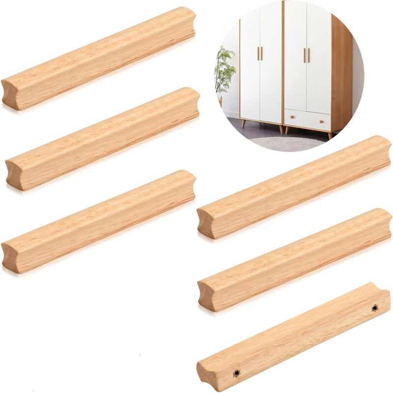 Stück Möbelgriffe aus Holz, Schrankgriffe aus Holz, Lochabstand 160 mm, Küchen-Schubladengriffe aus Holz, Möbelgriff aus Massivholz, für Türen,
