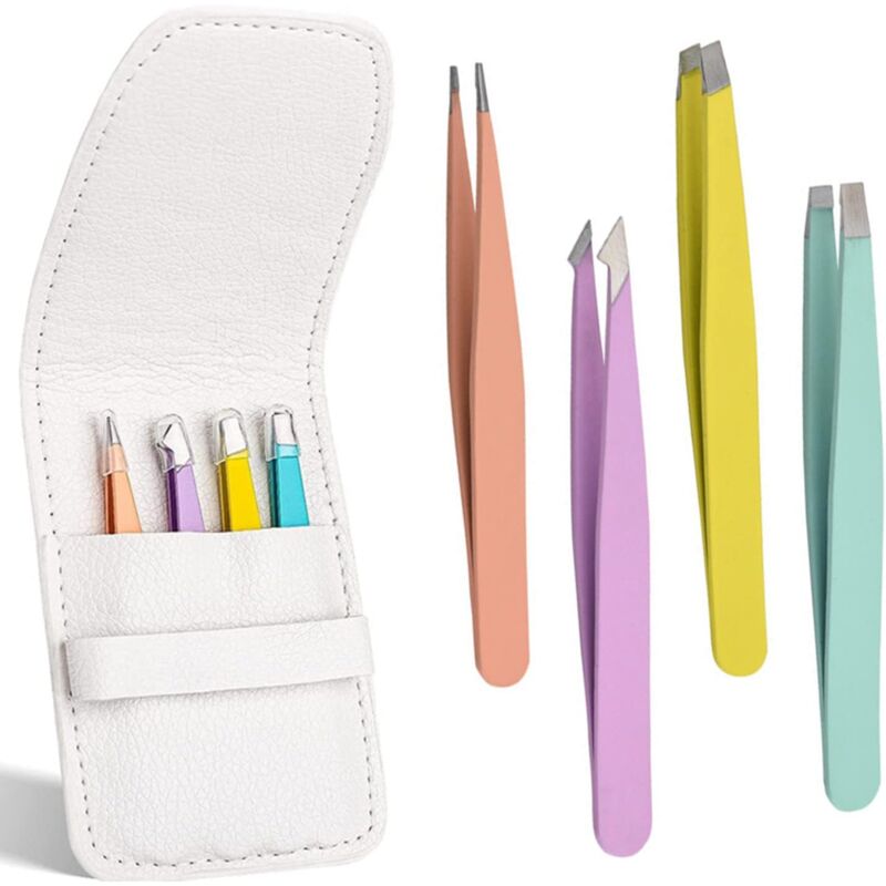 Ersandy - Stück Pinzette, professionelle Edelstahl-Augenbrauenpinzette und Spitzpinzette, Präzisionspinzette für langes Haar, Barthaar, Haarentfernung