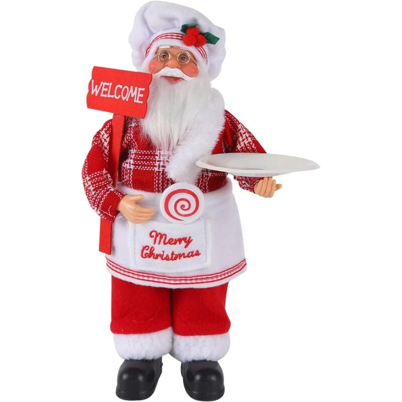 Stück rote stehende Chef-Weihnachtsmann-Puppe (20 x 10 x 32 cm), realistische Weihnachtsmann-Puppe aus Kunststoff, Weihnachtsmann-Dekorationsgeschenk