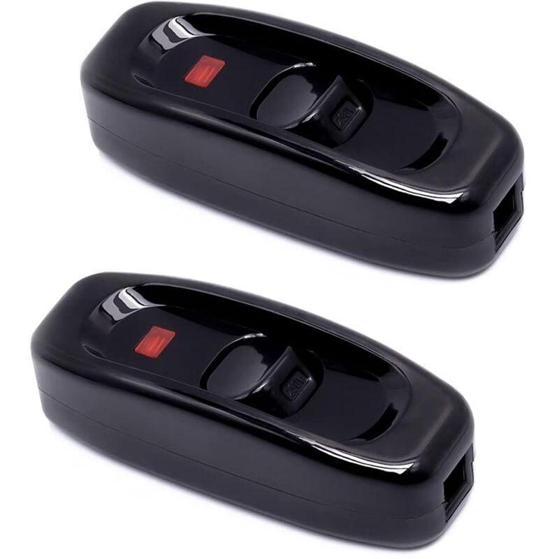 Stück schwarzer Lampenschalter, Inline-Schalter, 250 v, 10 a, Zwischenschalter mit LED-Anzeige, Inline-Schnurschalter für Nachttischlampe,