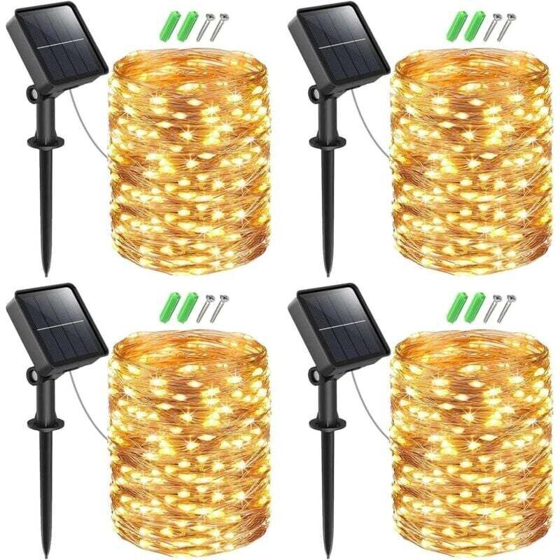Stück Solar Lichterkette Aussen, 15M 150 LED Lichterkette Außen Solar Lichterkette Wasserdicht KupferDraht Solar Weihnachtsbeleuchtung Außen 8 Modi