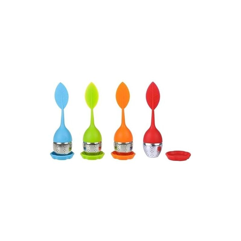 SNQ - Stück Tee-Ei, Teeblatt-Ei, Filter-Diffusor, Teeblatt-förmiges Teesieb, Silikon-Tee-Ei, Tee-Ei mit Tablett, Tee-Ei, Tee-Ei aus Silikon