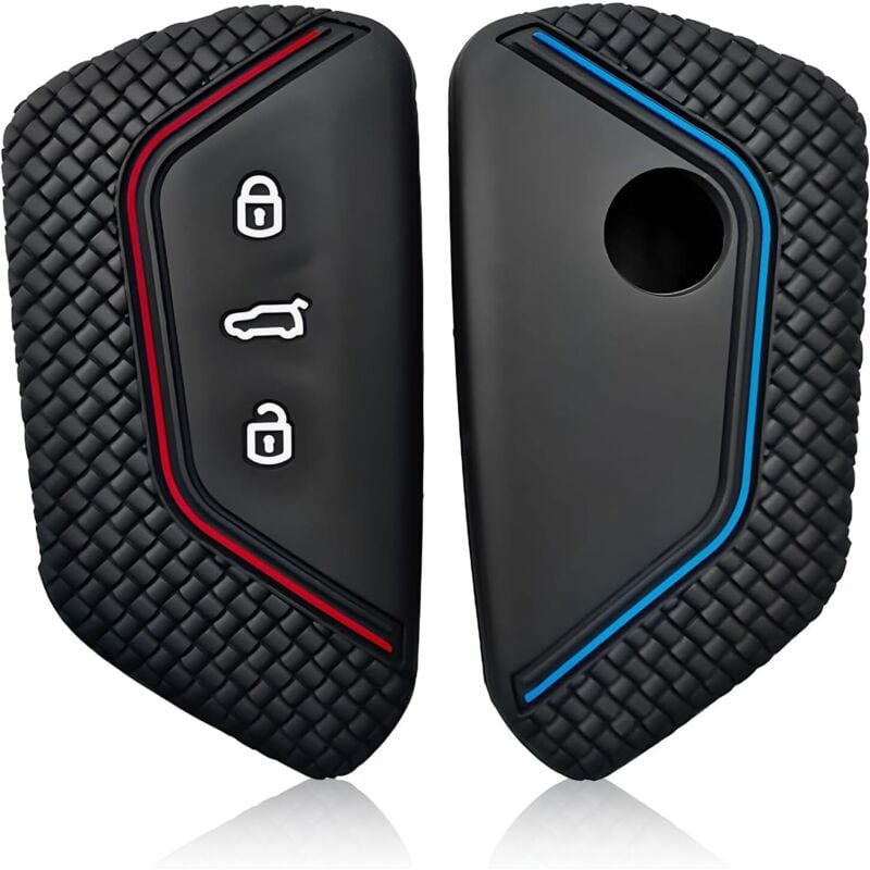 Stück TPU-Silikon-Autoschlüssel-Hüllen, kompatibel mit Golf 8, e-Golf, ID3, ID4, Seat Leon, Skoda Octavia, Cupra Formentor, 3 Tasten, Schwarz-Rot und