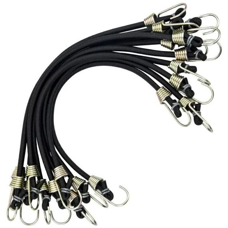 10 Stück Gummiseile mit Haken, Mini-Gummibänder, robuste Universal-Gummiseile mit 2 robusten Haken, Gurte für Zelte, Camping, Motorräder, Anhänger,