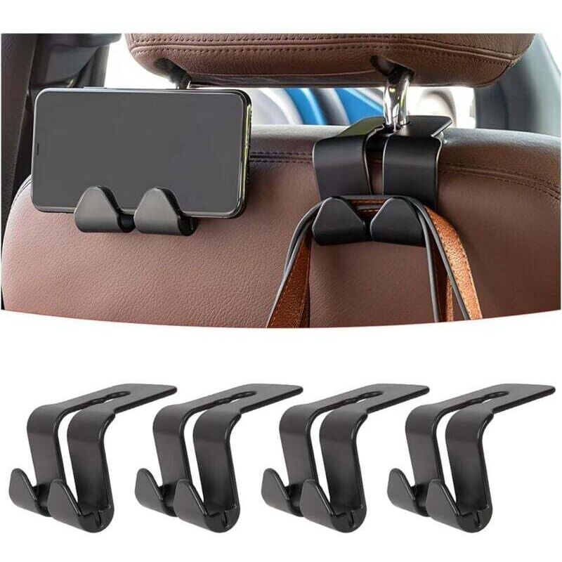 Stück Universal-Kopfstützenhaken für Autos, Autositzhaken, Multifunktionshaken für verschiedene Modelle, Einkaufen, Reisen, Autozubehör (Schwarz)