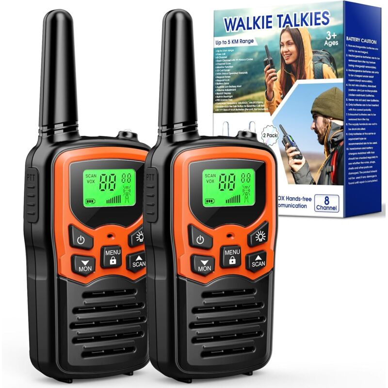Stück Walkie-Talkies mit großer Reichweite von 8 km, Campingzubehör, Walkie-Talkie für Erwachsene und Kinder, Radio, Walkie-Talkie für die Jagd mit