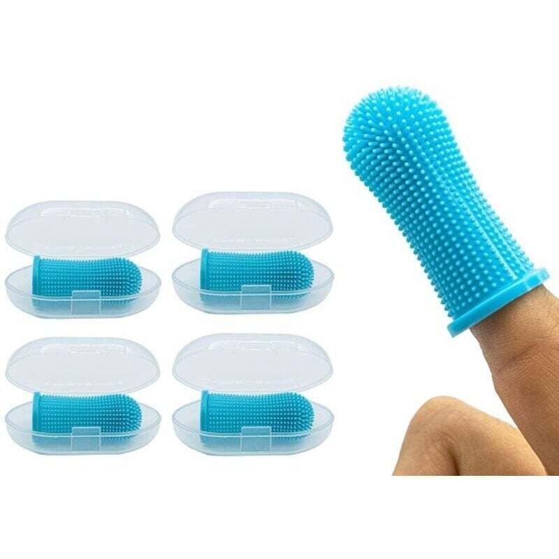 stücke Haustier Zahnbürste Finger Zahnbürste Silikon Katze Hund Zahnbürste Zahnpflege Fingerlinge-Blau